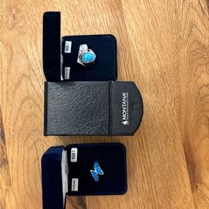 Montana Silversmiths Blue and Silver Rings and earrings